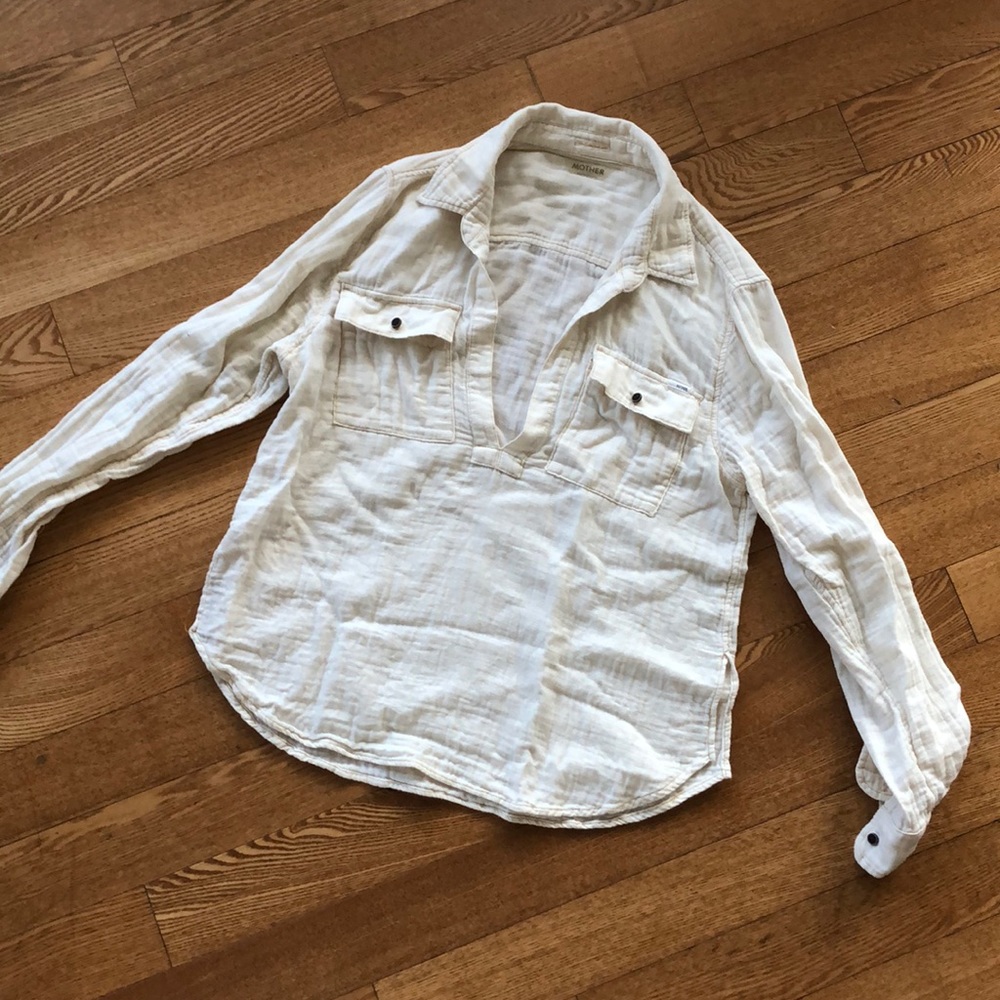 Mother denim cream colored long sleeve